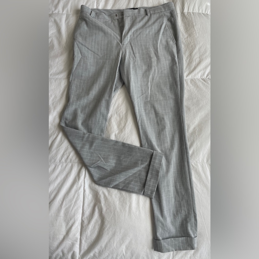 Grey and White Pin Stripe Pants